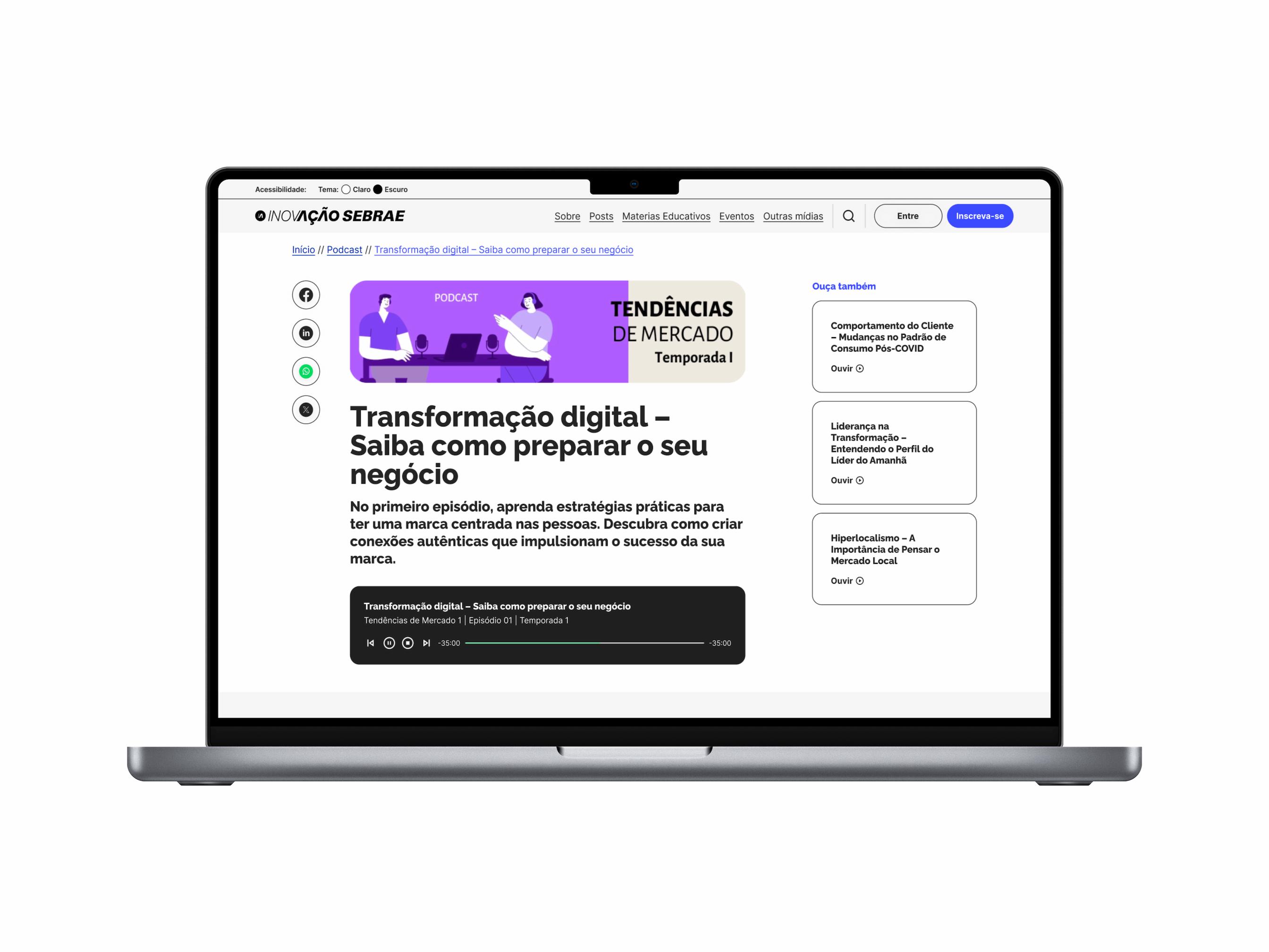 SEBRAE — página interna