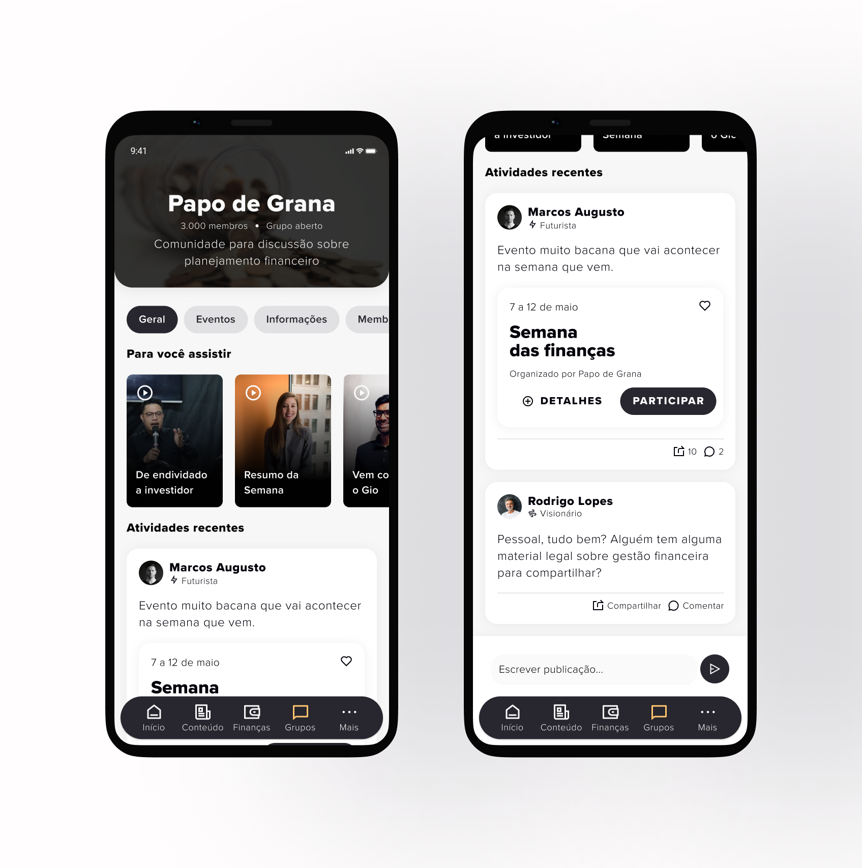 IM+ — detalhes de interface